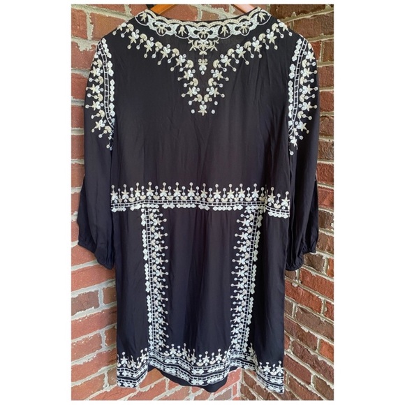 Anthropologie NWOT Maeve Shiloh Black Embroidered Tunic Mini Dress size 6 - Picture 4 of 12